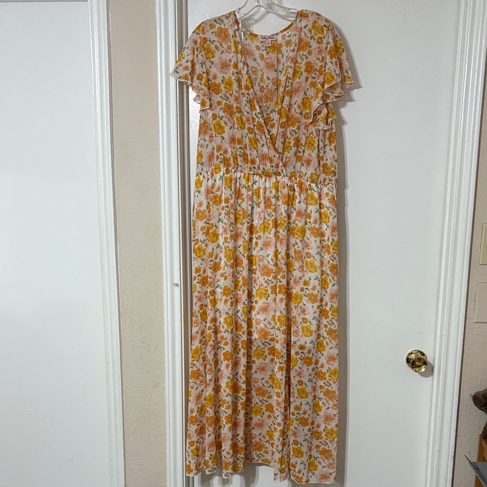 Floral Maxi Dress in Orange and White